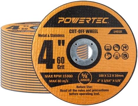 POWERTEC 4" Cut-Off Wheels, 25 PK, 5/8" Arbor (14018)