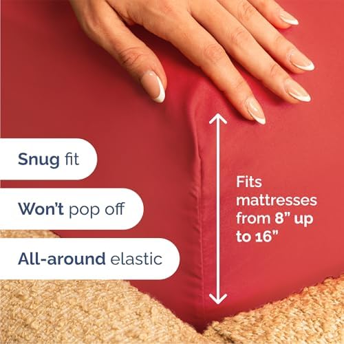 Queen Size 4 Piece Sheet Set - Comfy Breathable & Cooling Sheets - Red