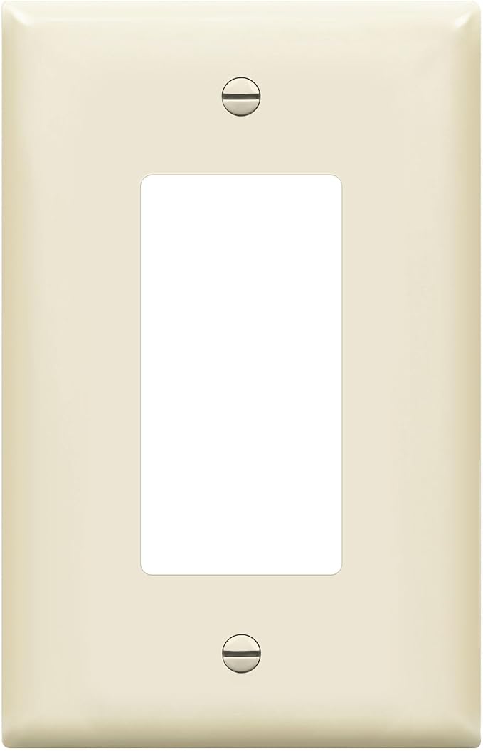 ENERLITES Decorator Light Switch or Receptacle Outlet Wall Plate, Gloss Finish, Midway Size 1-Gang 4.88" x 3.11", Unbreakable Polycarbonate Thermoplastic, UL Listed, 8831M-LA, Light Almond