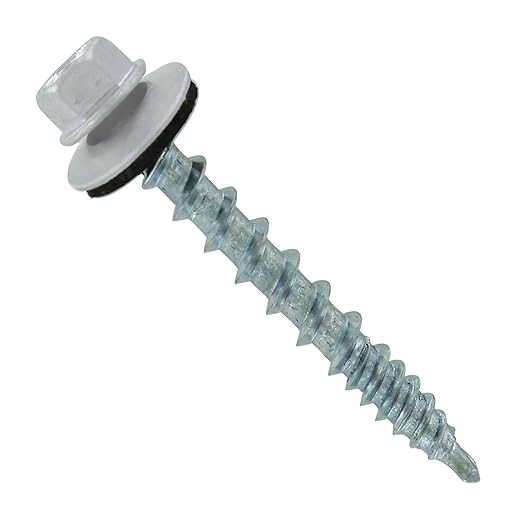 Fasteners Plus ST Fastening Kwikseal Woodbinder Metal to Wood #10 x 1-1/2" Alamo White Screws with EPDM Rubber Washer, 250-Count - Designed for Metal Roofing and Siding Panels