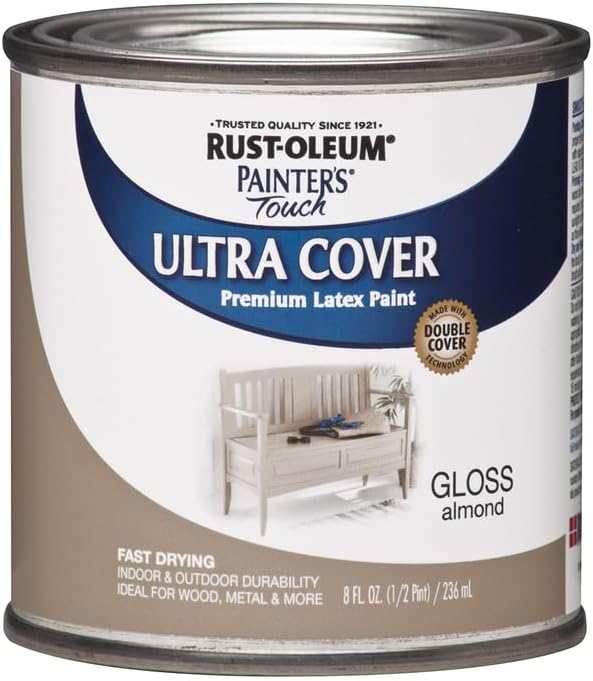 Rust-Oleum 1994730 Brush Painter's Touch Ultra-Cover Multi-Purpose Enamel Paint, 1/2 Pt Can, Gloss Almond 8 Fl Oz (Pack of 1)