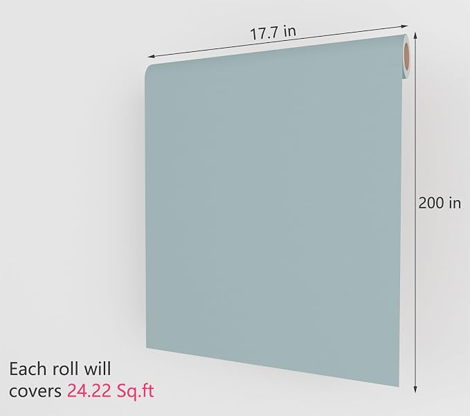 Blue Contact Paper Peel and Stick Haze Blue Contact Paper for Cabinets and Drawers 17.7x200 Inch Blue Wallpaper Removable HazeBlue Peel and Stick Wallpaper for Bedroom Solid Color Vinyl