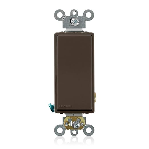 Leviton 20-Amp 120/277-Volt Decora Plus Rocker Single-Pole AC Quiet Switch, 5621-2, Brown