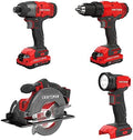 CRAFTSMAN V20 MAX Cordless Power Tool Kit, Circular Saw with 6 1/2 inch Blade, 1/4 inch Impact Driver, 1/2 inch Drill/Driver, LED Task Light, Battery and Charger Included (CMCK401D2AM)