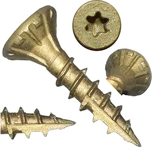 Jake Sales #8 x 3/4" Bronze Coated Multipurpose Wood Screw Torx/Star Drive Flat Head (Full Box - 10,000 Screw Count) Exterior Coated - ACQ Compatible Wood Screws