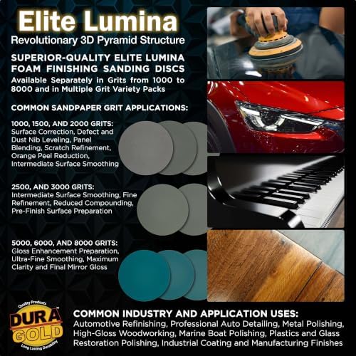 Dura-Gold Elite Lumina 3” 8000 Grit Foam Finishing Sanding Discs, Box of 15