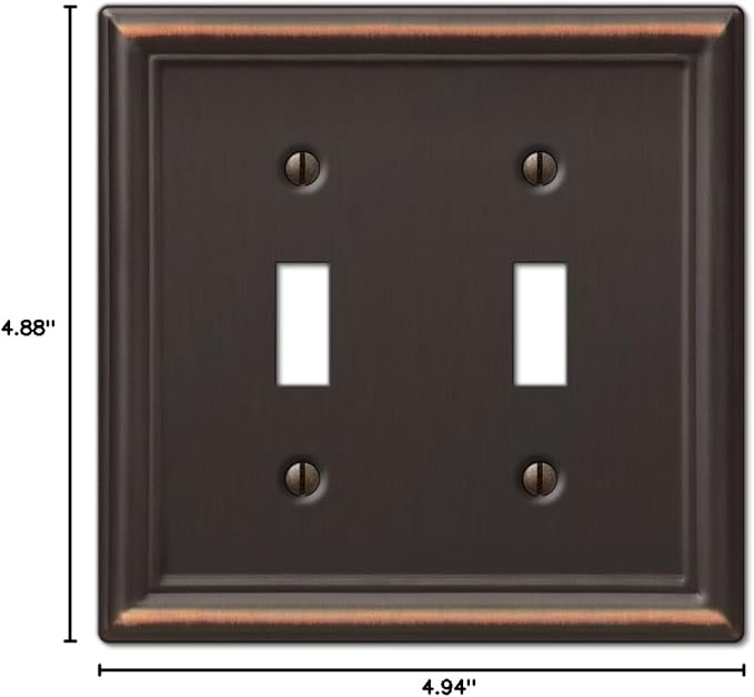 Amerelle 149TTDB Chelsea Wallplate, 2 Toggle, Steel, Aged Bronze, 1-Pack