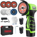 TEENO Cordless Angle Grinder 3 Inch, 19,500 RPM Mini Electric Angle Grinding Tool with 2 pcs 2000mAh Batteries and 6 Cutting Discs, 16.8V Handheld Grinder for Metal/Wood Cutting and Grinding