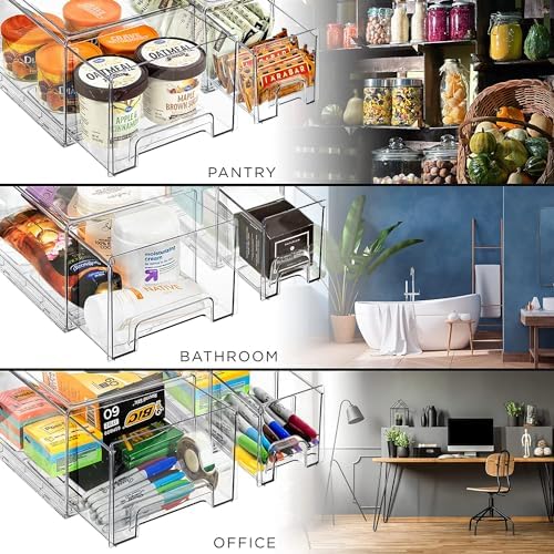 Sorbus Clear Stackable Storage Drawers with Handles (2 Large + 4 Small)