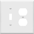 ENERLITES Combination Toggle Light Switch/Duplex Receptacle Outlet Wall Plate Cover, Midway Size 2-Gang 4.88" x 4.92", Polycarbonate Thermoplastic, UL Listed, 881121M-W, White