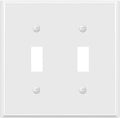 ENERLITES Double Toggle Light Switch Metal Cover Plate, Wall Plate, Corrosion Resistant, Standard Size 2-Gang 4.50" x 4.57", Powder Coated Stamped Steel, 7712-WG, White Gloss (Pack of 1)
