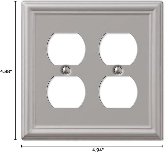 Amerelle 149DDBN Chelsea Steel Double Duplex Wallplate, Brushed Nickel