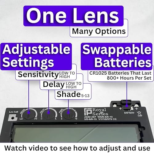 The Duke 1.0 | Shade 5-13 Adjustable Red Auto Darkening Welding Lens | 2" x 4 1/4" x 0.33" | Adjusts From Shades 5-13 (9 Lenses In 1) | Red Front - Green/Blue Weld View | Ridge Products Royal Series