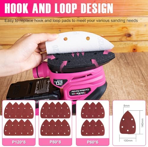 THINKLEARN Cordless Detail Sander, 20V Electric Hand Sander