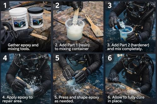 Fasco Epoxies Underwater Epoxy Patching Compound #7 – 2-Part Epoxy that Cures Underwater for Concrete, Fiberglass & Steel – Quart Kit