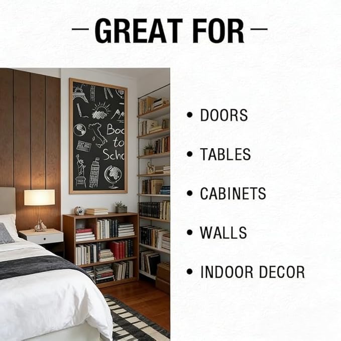 Chalkboard Blackboard Paint Chalk Board Paint for Wood, Metal, Glass, Wall, Plaster Boards Sign, Frame, Interior/Exterior, All-in-One Primer & Top Coat, Black Matte Finish, Acrylic, Non-Toxic 9oz