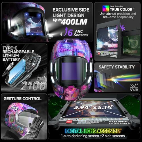 ANDELI Auto Darkening Welding Helmet with Light,with Internal Display