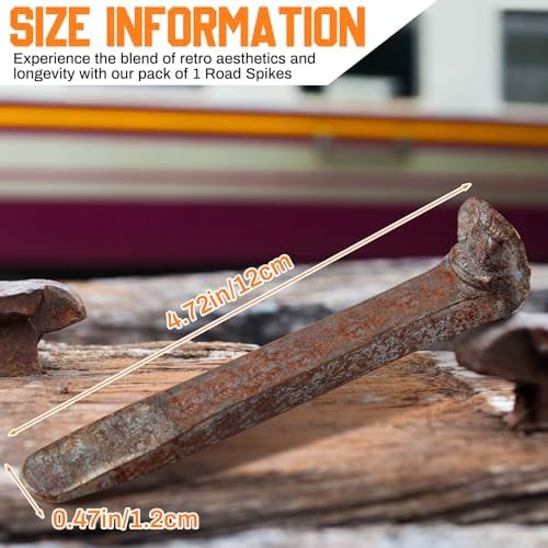 1 Pcs 4.7'' Railroad Spike Carbon Steel Rail Road Spike Ties, Rust Red
