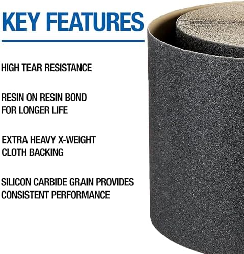 Mercer Industries 400060 Silicon Carbide Floor Sanding Roll, 8" x 50 yd, Grit 60F