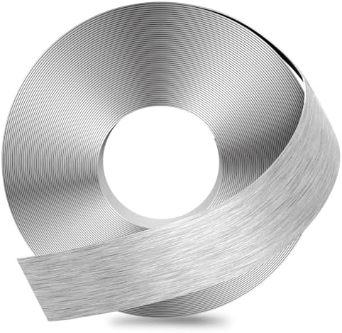 GSCIT Club Silver Edge Banding, 2 Inch x 100ft Aluminum Brushed Edge Banding PVC Edge Trim for Cabinet Repair Furniture