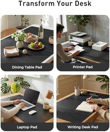 Aothia Faux Leather Desk Mat - Large Mouse Pad, Non-Slip PU Leather Blotter, Waterproof Writing Surface for Office and Home (Black, 40" x 24")