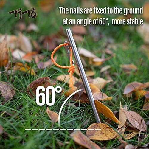 TiTo Titanium Tent Pegs Stakes Lightweight Snowfield Grassland Heavy Duty Tent Nails for Outdoor Camping Hiking and Plant Support Garden Stakes 4pcs/6pcs (8×400mm-6pcs)