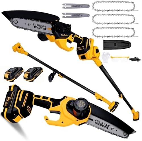 2-in-1 Cordless Mini Chainsaw & Pole Saw – 15FT Extendable Tree Trimmer | 20V Battery-Powered, Lightweightv,Gift for Dad Husband & Safe Garden Tool for Pruning & Wood Cutting