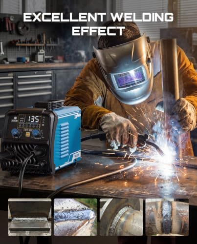 SEESII 135A MIG Welder 110V - 3-in-1 Gasless Flux Core/Lift TIG/Stick Welding Machine, 7.7lbs Portable IGBT Inverter, Large Digital Display Multi Process Welder