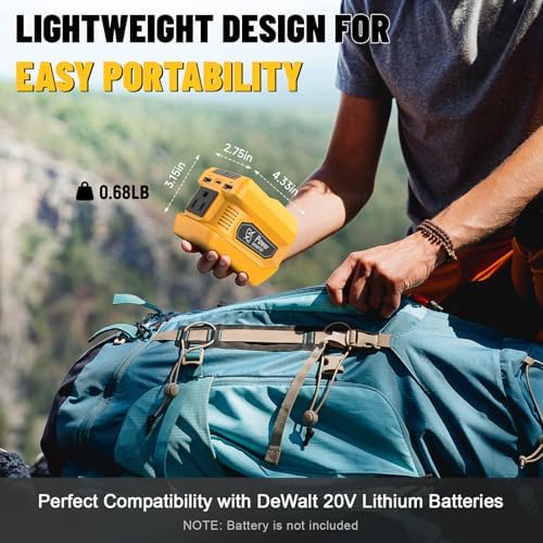 Azocek 220W Power Inverter Compatible with Dewalt 20V Battery