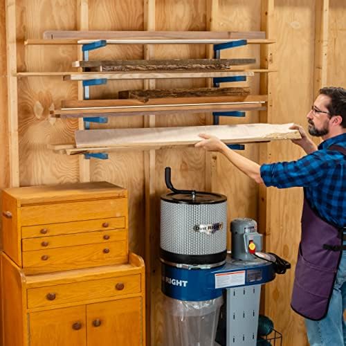 ROCKLER 4-Tier Lumber Rack, Wall Mounted Shop, Basement, Garage Organizer | Wall Storage Shelf for Lumber, Molding & More - Workshop Organizer Holds up to 110 lbs