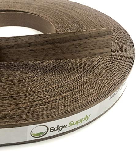 Edge Supply Walnut 13/16 in x 250 ft Roll – Pre-Glued Iron On Wood Veneer Tape – Wood Veneer Edge Banding Tape with Hot Melt Adhesive, Smooth Sanded Finish Ideal for Furniture & DIY, Made in USA