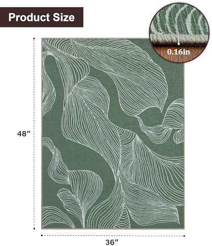 chakme Office Chair Mat for Hardwood Floor, 48"x36" Easy Glide Computer Desk Mat Protector for Rolling Chair Under Desk Rug Nonslip Backing, Machine Wash, (Leaf)