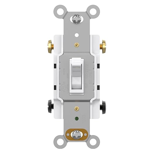 AIDA 1 Pack 4 Way Toggle Light Switch, 15 Amp, 120 Volt, Toggle Framed AC Quiet Switch, in Wall On/Off Switch Replacement, Self-Grounding, Residential and Commercial Grade, UL,Glossy White