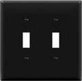 ENERLITES Double Light Wall, Toggle Switch Plate, 2-Gang Mid-Size 4.88" x 4.92", Unbreakable Polycarbonate Thermoplastic, UL Listed, 8812M-BK, Black