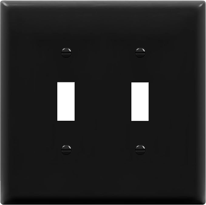 ENERLITES Double Light Wall, Toggle Switch Plate, 2-Gang Mid-Size 4.88" x 4.92", Unbreakable Polycarbonate Thermoplastic, UL Listed, 8812M-BK, Black