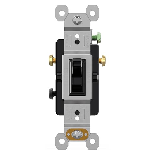 AIDA 1 Pack 3 Way Toggle Light Switch, 15 Amp, 120 Volt, Toggle Framed AC Quiet Switch, in Wall On/Off Switch Replacement, Self-Grounding, Residential and Commercial Grade, UL,Glossy Black