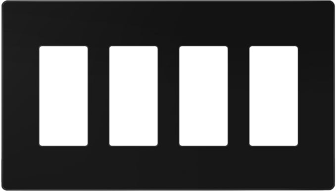 ENERLITES Screwless Decorator Wall Plates Child Safe Outlet Covers, Gloss Finish, Medium Size 4-Gang 4.88" H x 8.58” L, Unbreakable Polycarbonate Thermoplastic, SI8834M-BK, Black