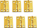 QCAA Narrow Butt Utility Hinge, Swaged, with Removable Loose Pin for Cabinet Door or Box Hinge, 2" x 1-1/2" x 1.4mm, Brass Plated, 6 Pack, Made in Taiwan