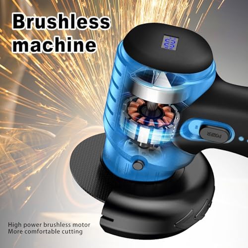 ZFULVO Cordless Angle Grinder Brushless Kit 19500rpm Cutting and Grinding