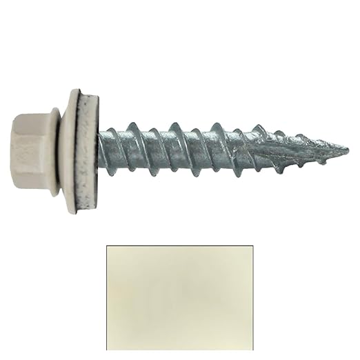 10 x 1 Light Stone Metal Roofing Screws - Hex Washer Head- Self-Starting/Tapping - EPDM Washer. 1 Bag - 250 Screws