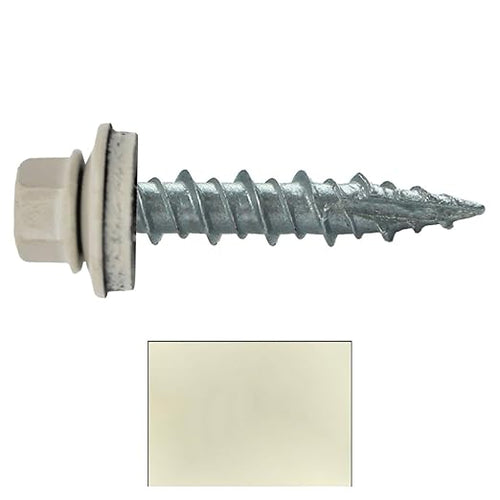 10 x 1 Light Stone Metal Roofing Screws - Hex Washer Head- Self-Starting/Tapping - EPDM Washer. 1 Bag - 250 Screws