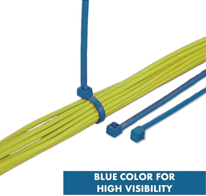 Kable Kontrol Metal Detectable Blue Zip Ties 6500 Pcs, 11 Inch, 50 Lbs Test | Iron Infused Cable Ties, Self-Locking, Metal Detector Compatible, Material Complies FDA Standards, Bulk Pack
