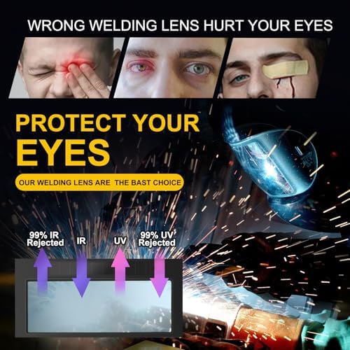 HD Shade 10 2x4 1/4 Auto Darkening Welding Lens,True Color Blue Welding Lens,HD and True Color Technology,Solar Charging,Fit Most Pancake and Pipeliner Welding Hoods,Auto Darkening Welding Lens 2x4.25