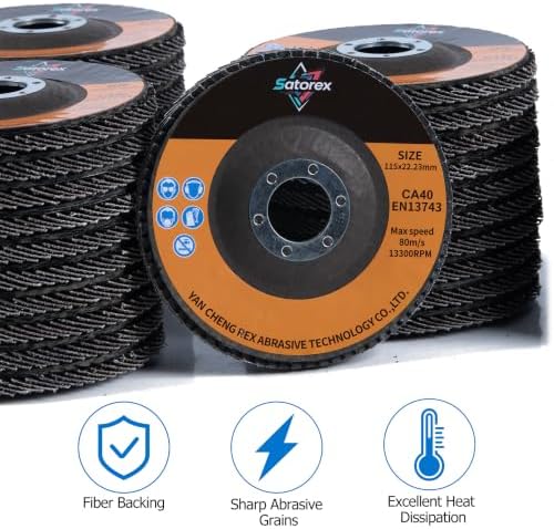 40 Pack 4.5" x 7/8" Premium Calcined Alumina Flap Disc, 40 60 80 120 Grit Type 29, 4 1/2 for Angle Grinder, Flap Sanding Disc for Stainless Steel, Metal, Wood