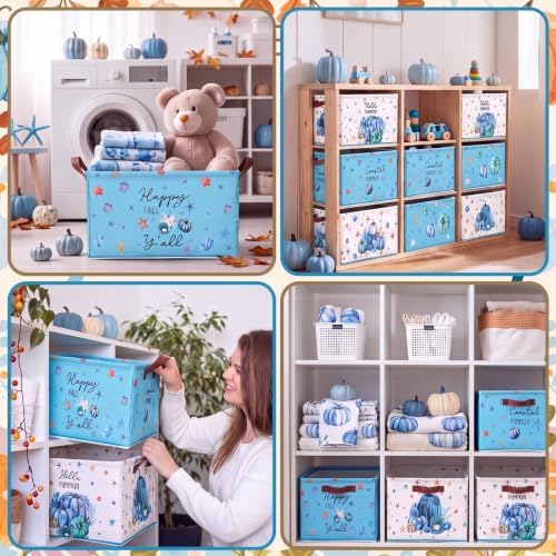 CHENGU 6 Pack Fall Storage Bins Collapsible Coastal Autumn Pumpkin Baskets
