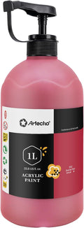 Artecho Scarlet Red Acrylic Paint 1000ml (33.8 fl oz) with Pump Dispenser – High Pigment for Exceptional Coverage, Large Bottle Craft Paint for Canvas, Wood, Rocks, Fabric, Ceramic – Non-Toxic