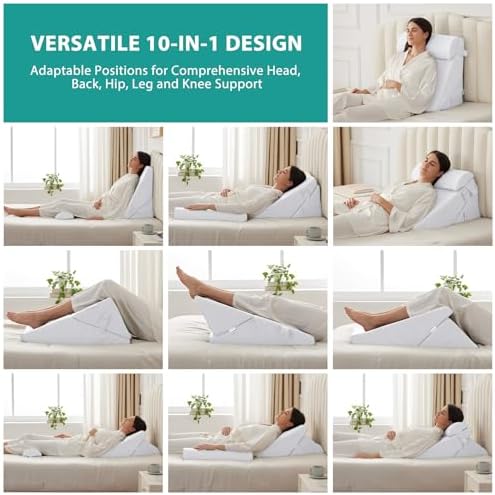 Bedluxe Wedge Pillow Set for After Surgery, Orthopedic Bed Wedge, White