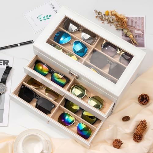 ProCase 3-Layer Sunglasses Storage Organizer -White