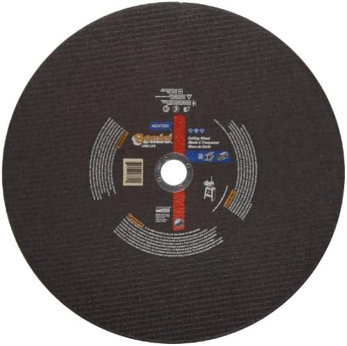 Norton Gemini Long Life Large Diameter Reinforced Abrasive Cut-off Wheel, Type 01 Flat, Aluminum Oxide, 1" Arbor, 20" Diameter x 5/32" Thickness (Pack of 5)
