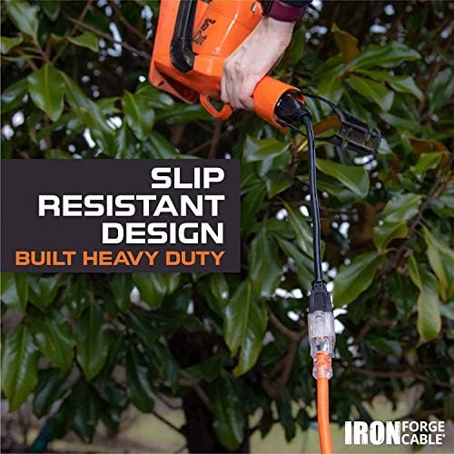 Iron Forge Cable 10 Gauge Extension Cord Heavy Duty, 25 Ft - Orange SJTW